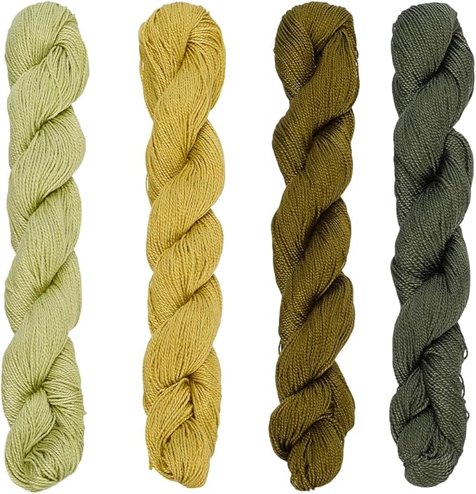 FREEBLOSS 4 Pcs Sashiko Thread Sashiko Skein 100M * 4 Colors Pure Cotton Embroidery Thread Japanese Sewing Threads Quilting and Embroidery Kit Supplies, Green