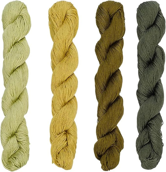 FREEBLOSS 4 Pcs Sashiko Thread Sashiko Skein 100M * 4 Colors Pure Cotton Embroidery Thread Japanese Sewing Threads Quilting and Embroidery Kit Supplies, Green