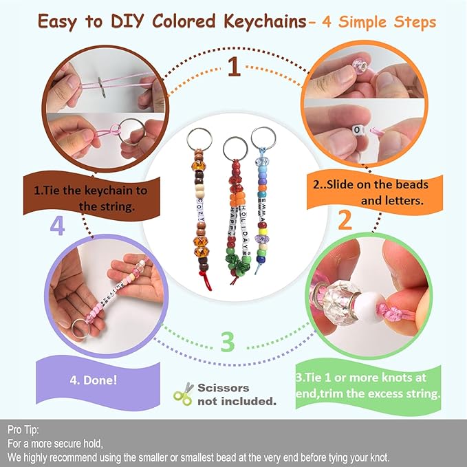 EMYNBO Bead Keychain Making Kit for Adults: 568Pcs Beads for Personalized Message - Complete Set for Creative Expression, Thoughtful Handmade Gifts Craft Projects