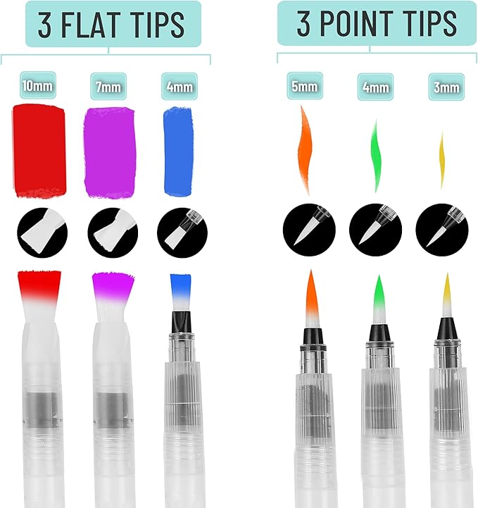 Mr. Pen- Watercolor Brush Pens, 6 pcs, Watercolor Brushes Set, Water Brush Pen, Water Color Pens, Refillable Brush Pen