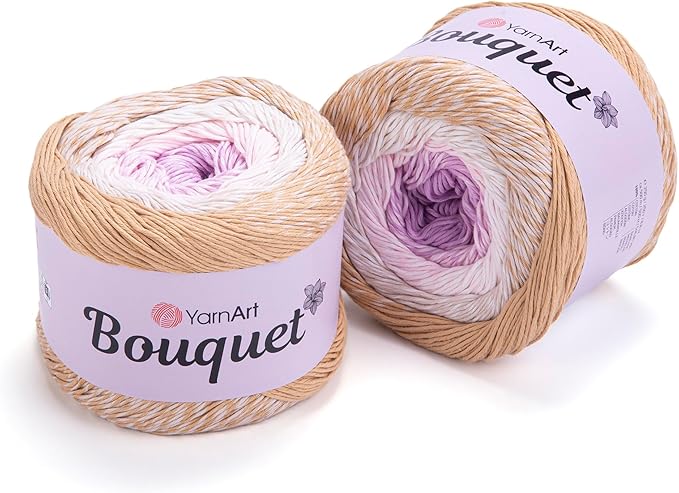 Yarn Art Bouquet Pure Cotton Yarn - 546 yds 8.80 Oz Multicolor Marbled Cotton Yarn - Rainbow Crochet for All Season Projects -%100 Cotton Fine(3) - Yarn (1 Skein) (708)