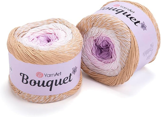Yarn Art Bouquet Pure Cotton Yarn - 546 yds 8.80 Oz Multicolor Marbled Cotton Yarn - Rainbow Crochet for All Season Projects -%100 Cotton Fine(3) - Yarn (1 Skein) (708)