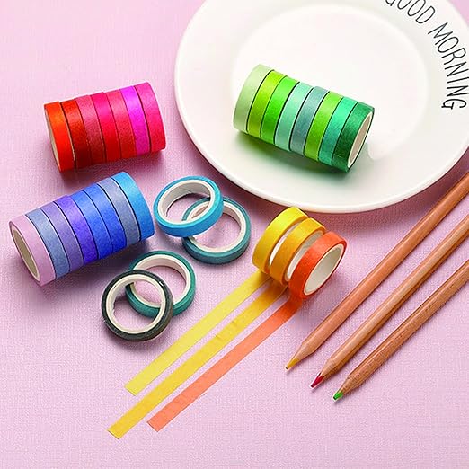 Washi Tape Set, 40 Rolls Thin Colored Masking Tape Set, Colored Duct Tape for Art, Scrapbook Tape, Christmas DIY Crafts, Decorative Craft Tape, Gift Packaging, Art Supplies, Labels