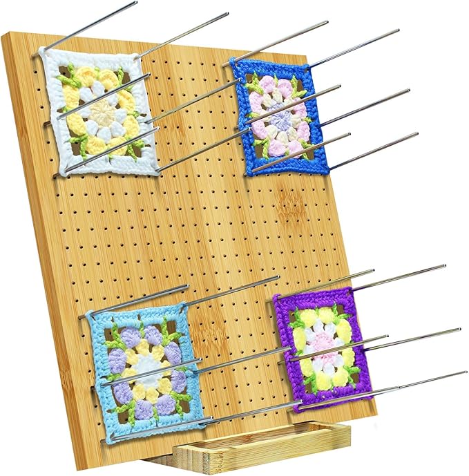 LIVSMON 13 Inch Crochet Blocking Board, Handcrafted Knitting Blocking Mat for Perfect Knitting and Granny Squares, Full Kit with 30 Stainless Steel Rod Pins, Gifts for Grandmothers, Mothers