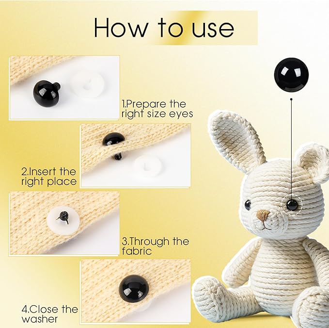 Vanblue 40pcs 15mm Upgraded Safety Eyes for Crocheting Amigurumi Eyes for Crochet Animals with Washers Craft Eyes Doll Eyes Stuffed Animal Eyes Gift for Crochet Lovers Halloween Decorations