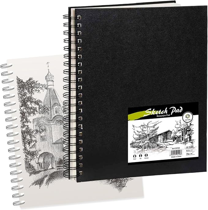 Conda 8.5"x11" Hardbound Sketch Book, 80-Sheets 90gsm Double-Sided Hardcover Sketchbook, Spiral Sketch Pad, Durable Acid Free Drawing Art Paper for Adults