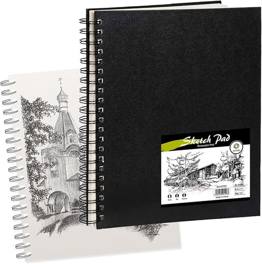 Conda 8.5"x11" Hardbound Sketch Book, 80-Sheets 90gsm Double-Sided Hardcover Sketchbook, Spiral Sketch Pad, Durable Acid Free Drawing Art Paper for Adults