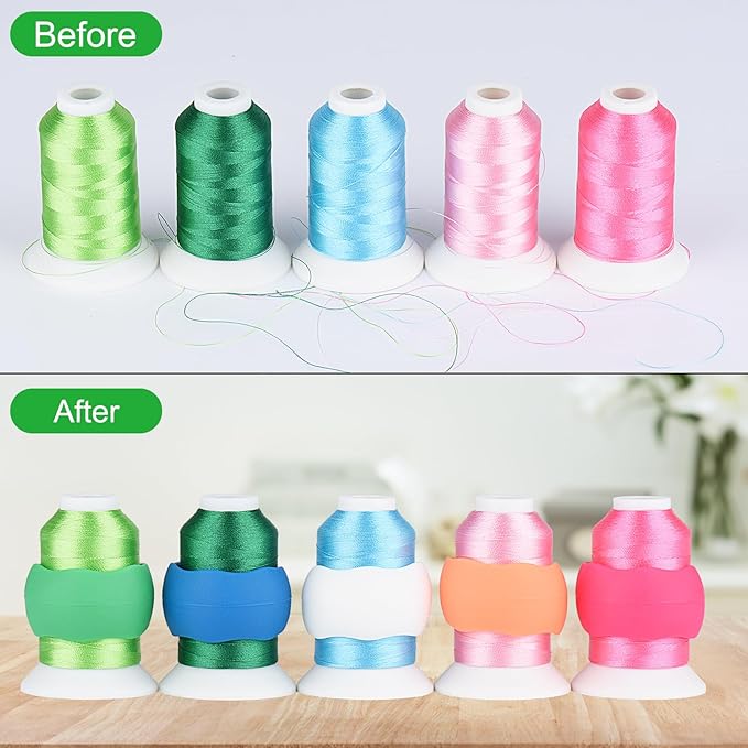 28 Assorted Colors Embroidery Machine Thread with 28 Thread Holder, 500M (550Y) Each Bobbin Polyester Embroidery Threads Kit and Spool Huggers for Sewing & Embroidery Machine- Janome Series 3