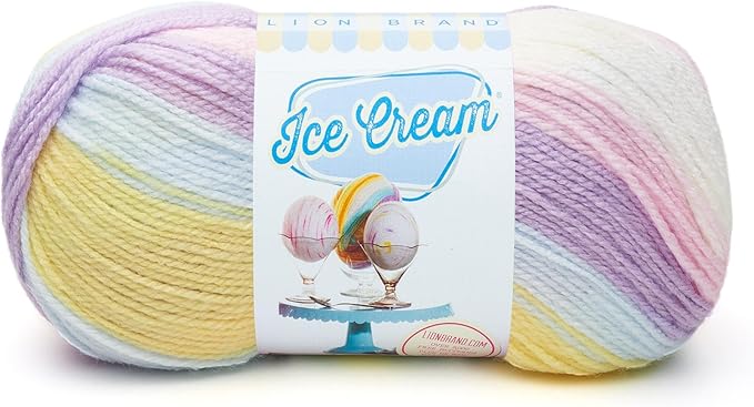 Lion Brand Yarn (1 Skein) Ice Cream Baby Yarn, Cotton Candy
