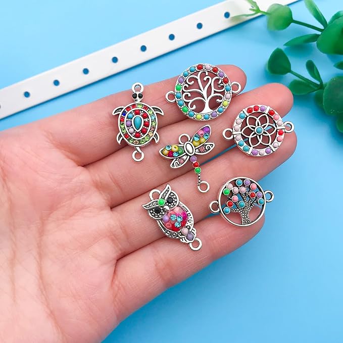 Youdiyla 36pcs Alloy enamel double hanging ethnic style set series Pendant Jewelry Making DIY Keychain Earrings Pendant Various Design Charms for Jewelry Making Bracelets Necklace (SN385)