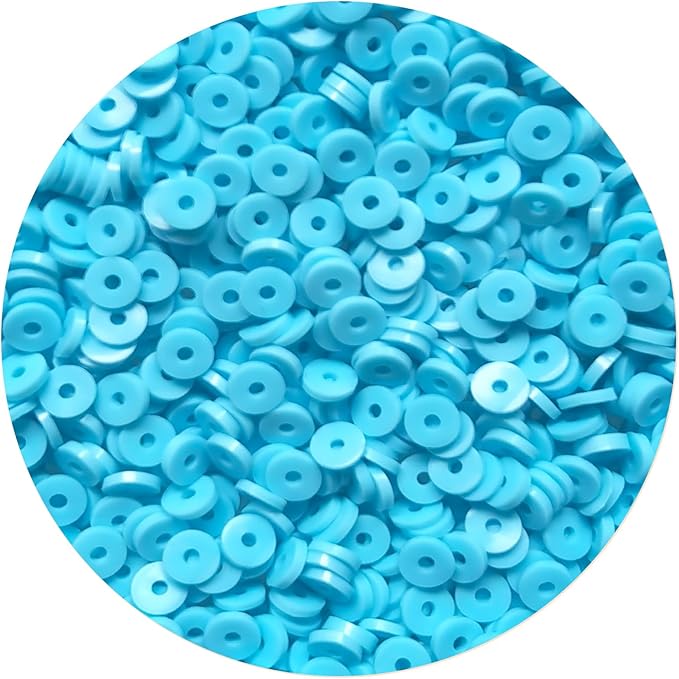 2000pcs Light Blue Clay Beads for Bracelets Making Heishi Polymer Disc Clay Bead Flat Spacer 6mm for Jewelry Earrings DIY Crafts