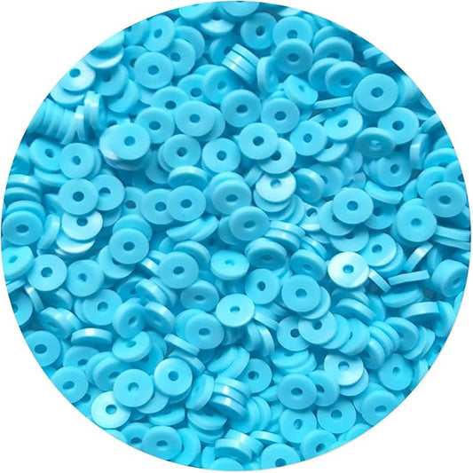 2000pcs Light Blue Clay Beads for Bracelets Making Heishi Polymer Disc Clay Bead Flat Spacer 6mm for Jewelry Earrings DIY Crafts