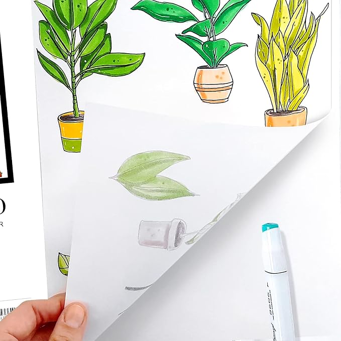 bianyo xl bleedproof marker paper pad, a3(11.69"x16.54"), 50 sheets, 18 lb / 70 gsm, glue-bound, 100% cotton, white, ideal for use with markers and ink mediums