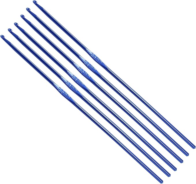 Auvotuis 6Pcs 2.5mm US Size C (Size 2) Aluminum Crochet Hook Knitting Needles for DIY Craft Yarn, Blue