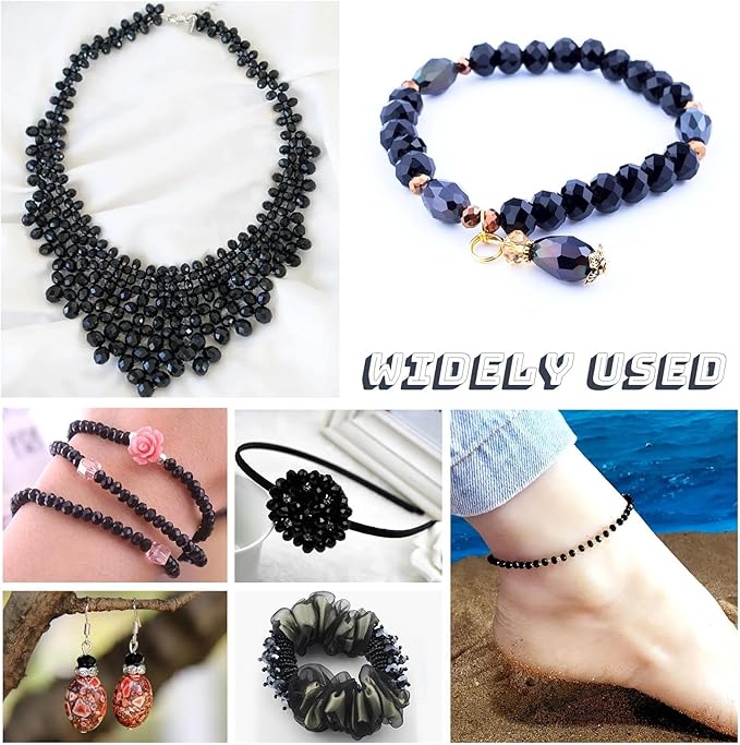 1000Pcs Glass Beads for Jewelry Making Crystal Beads for Bracelet Craft Necklace Earring Making Assorted Color 5 Style/Crackle Round/Briolette Faceted/Bicone/Cube/Four-Leaf Clover / 4 Size