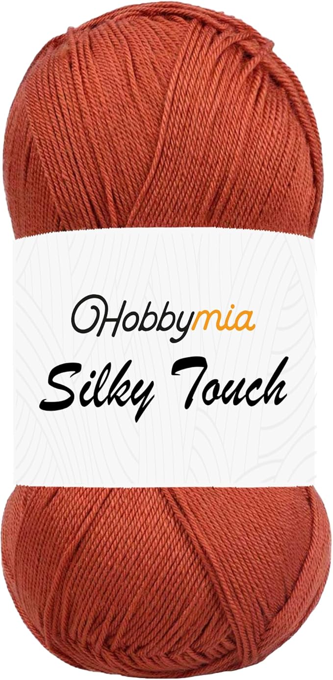 Silky Touch Acrylic Yarn - Soft Sport Weight Yarn for Crochet & Knitting - 100g / 383yds - 100% Microfiber Acrylic - Lightweight Fine Smooth Yarn(Red - Rust, 1 Skein)