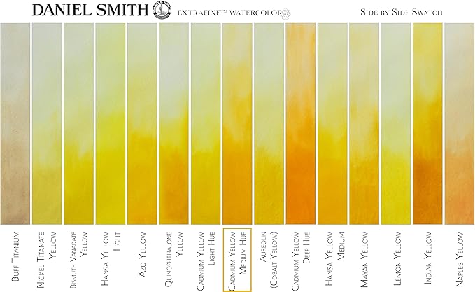 Daniel Smith Extra Fine Watercolor Paint, 5ml Tube, Cadmium Yellow Medium Hue, 284610184