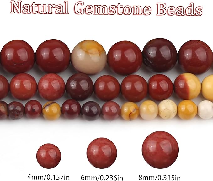 Song Xi 45pcs 8mm Natural Egg Yolk Stone Beads for Jewelry Making, Gemstones Beads Bracelet for Necklace Earring Keychain, with Jewelry Box and Elastic for Christmas Wedding Birthday Gift