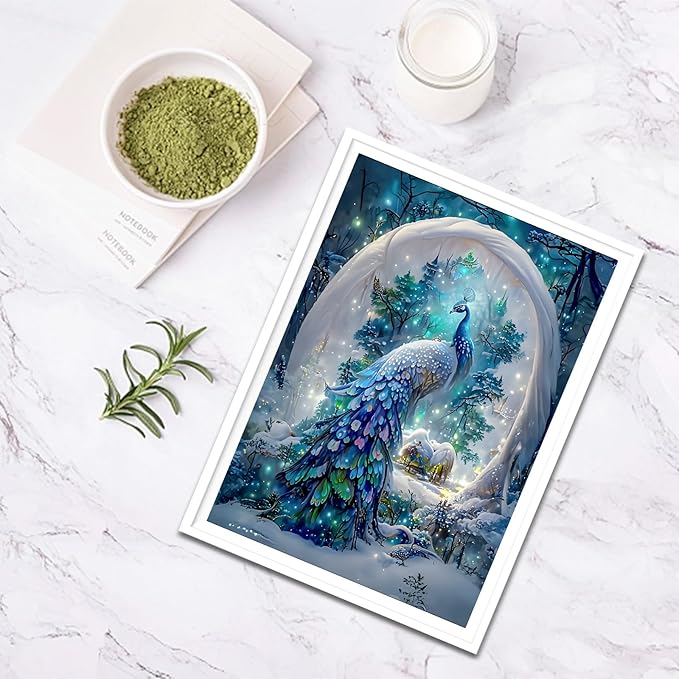 SENQAO Peacock Diamond Painting Kits for Adults, Peacock Diamond Painting DIY 5D Full Drill Diamond Art Kit for Adults Beginner, Diamond Dots Painting Craft for Home Wall Decor 12x16 Inch