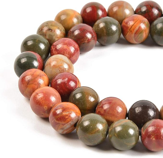 45pcs 8mm Natural Picasso Jasper Gemstone Round Spacer Loose Stone Beads for Jewelry Making 15.5" 1 Strand (Picasso Jasper, 8mm 45Beads)