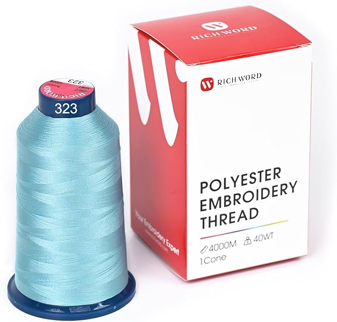 Poolin Embroidery Machine Thread Richword Selected Blue 4000M 40WT Polyester Embroidery Thread – Smooth, Strong Single Spool for Home & Commercial Machines 0323