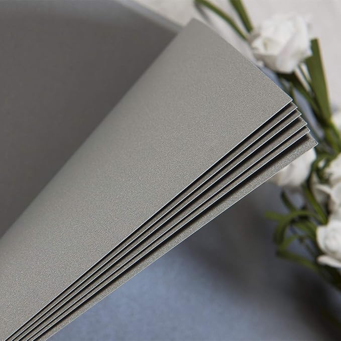 8 x 8 Inch Small DIY Scrapbook Photo Album with Window Design Cover 80 Pages Craft Paper Memory Book for Weeding Family Travel and Baby (Gray)