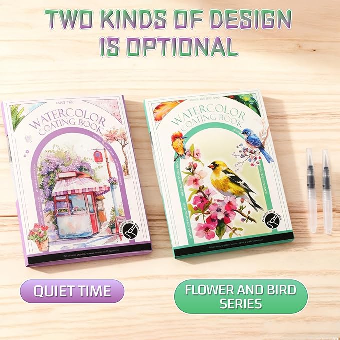 Breathly Creative Stress Relief Kit,New Paint Art Watercolor Books Painting Kit,Watercolor Painting Book for Adults,DIY 3-Fold Watercolor Pad for Enthusiasts(B)