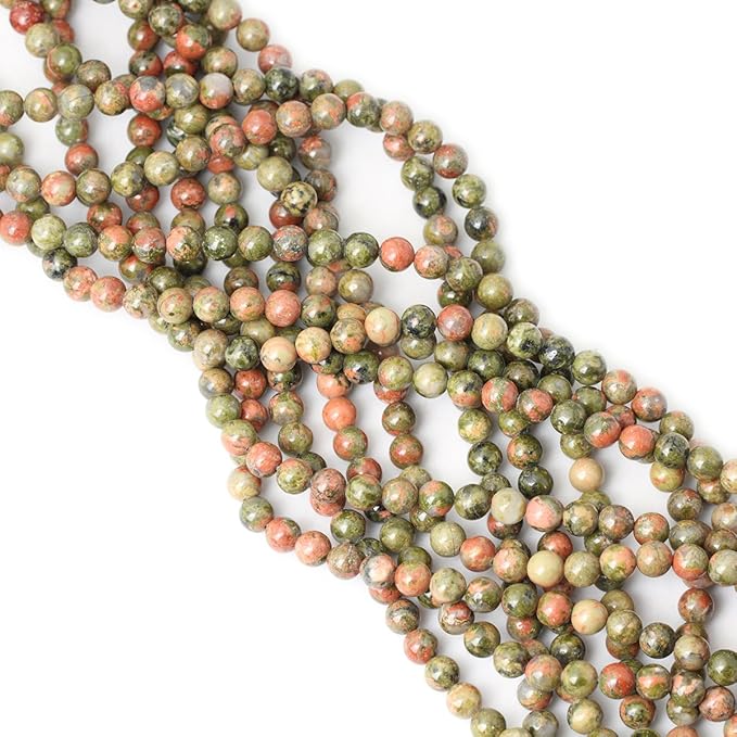 cheavian 60pcs 6mm natural unakite gemstone round loose beads for jewelry making diy handmade 1 strand 15"