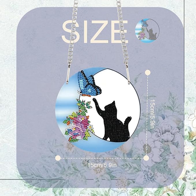 TDFERAN Diamond Painting Pendant Black Cat DIY Diamond Art Decoration Kit Adult Crafts Gem Art Pendant Wall Home Window Decoration Adult Digital Oil Painting Crafts