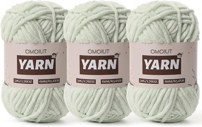 3 Packs Plush Chenille Chunky Crochet Yarn - Baby Yarn for Crocheting Soft - Velvet Yarns Knitting for Blankets Crafts - Fluffy Amigurumi Yarns 150g / 196.8yds (3 Fruit Green)