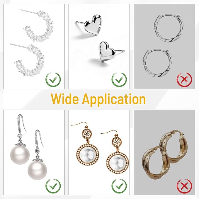 earring backs replacements,bullet earring backs for studs/droopy ears, secure locking backings for sensitive ears, hypoallergenic&comfortable (gold 6 pcs)