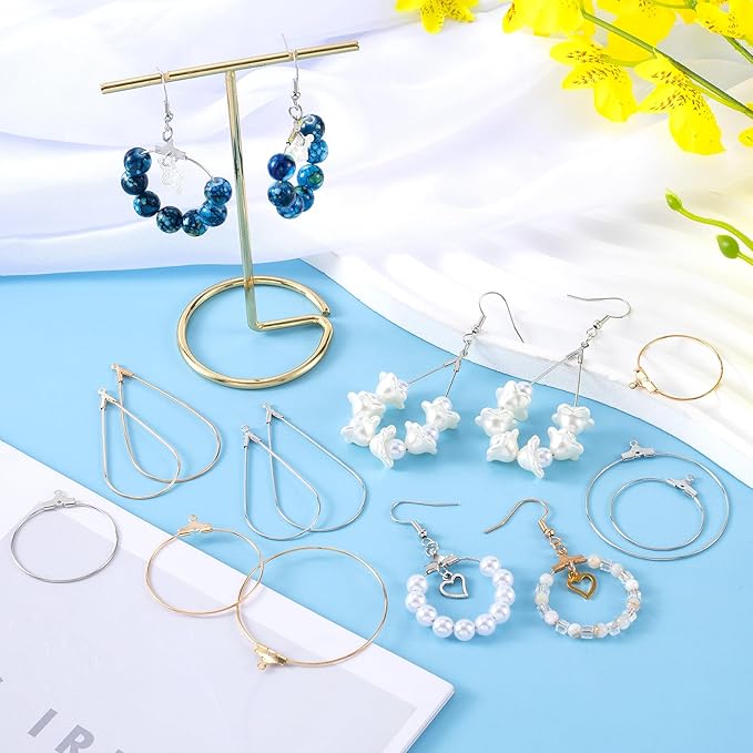 OIIKI 700pcs Hypoallergenic Earring Making Kit, Gold/Silver Plated Earring Hooks, Earring Beading Hoop, Clear Rubber Earring Backs, Jump Rings for DIY Jewelry Making, Earring Making Supplies