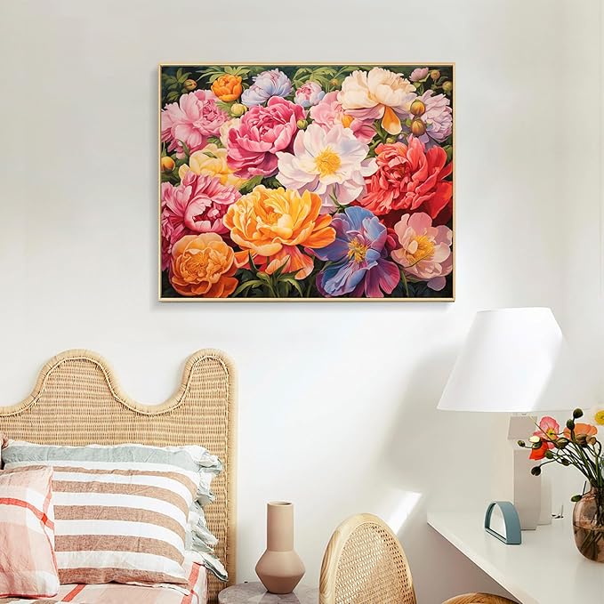 Offito Paint by Numbers Kit for Adults - Flowers Acrylic Adult Paint by Number Kits on Canvas for Beginner, Floral DIY Oil Painting by Numbers for Adults Kit, Perfect for Home Decor Gift 16"x20"