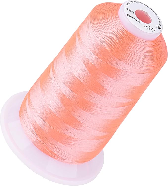 Simthread 5500Yds Embroidery Thread, 5000M High-Yardage 40WT 100% Polyester Thread – 170+ Vivid Colors, High-Speed Rated – Compatible with Brother, Singer, Janome & More - Neon Pink S125