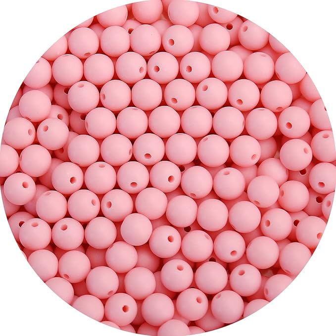 bonny boxx 500pcs 8mm matte pink acrylic round beads, frosted plastic resin bubblegum balls chunky gumball beads for necklace and bracelet making, crafting supplies