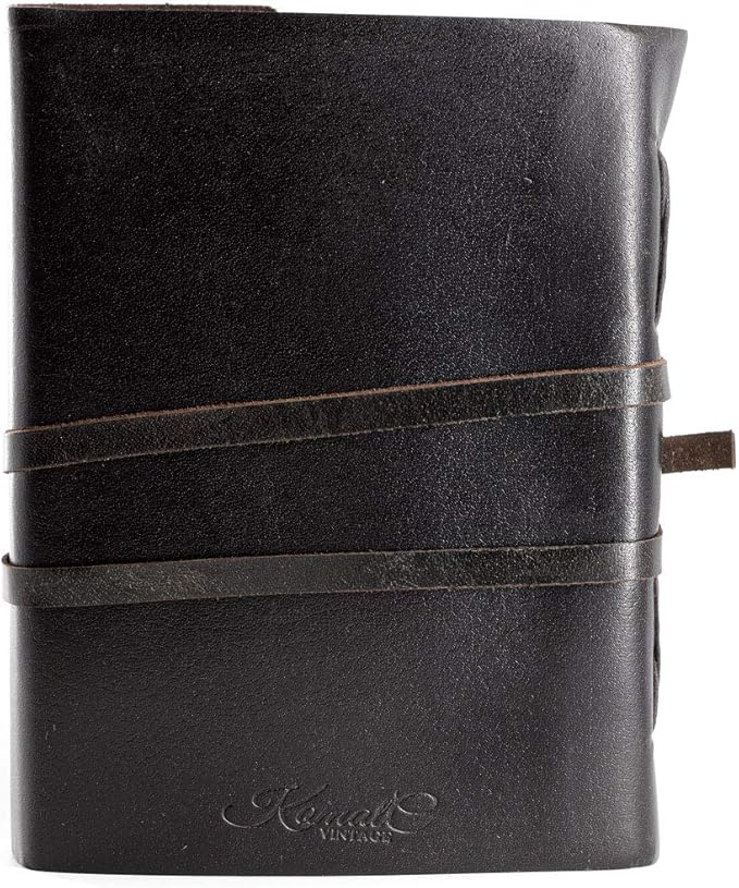 KomalC Handmade Leather Journal | Writing Notebook Diary | Bound Daily Notepad For Men & Women Unlined Paper Medium, writing pad for artist, sketch