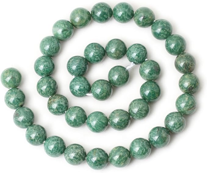 cheavian 35pcs 10mm natural african jade gemstone round loose beads for jewelry making diy findings 1 strand 15"