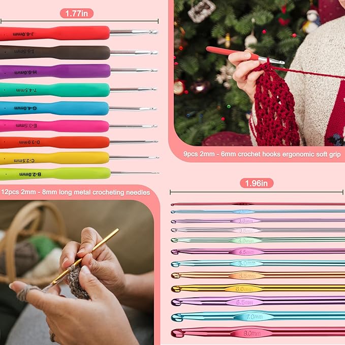 Katech Crochet Hooks Kit with Case, 85-Piece Crochet Hooks Set, Ergonomic Crochet Hook Crochet Needles Weave Yarn Kits DIY Hand Knitting Art Tools for Beginners and Experienced Lovers