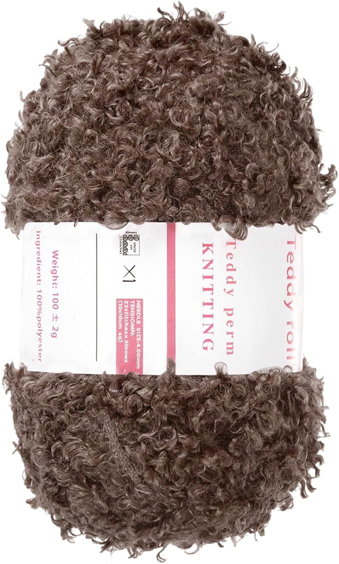 MECCANIXITY 1 Skeins Eyelash Yarn Fur Soft Fluffy Chunky Polyester Yarn Fuzzy Coffee for Crocheting Knit DIY Clothes Bag - 55Yard/50m, 3.53oz