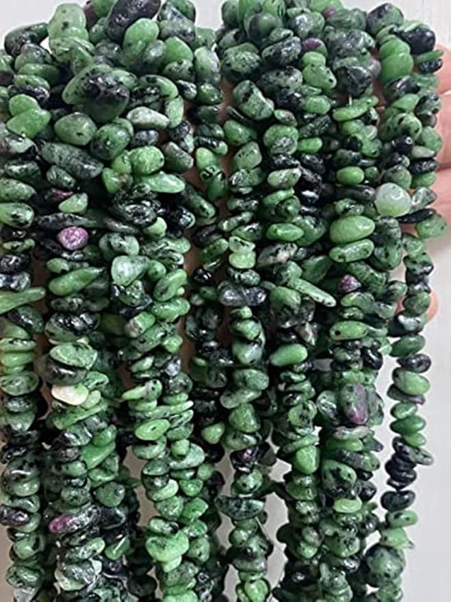 7-8mm Natural Ruby Zoisite Gemstone Chips Beads Healing Crystals Waist Bracelets Necklace Kit Irregular Stone DIY Crafts Design Jewelry Making