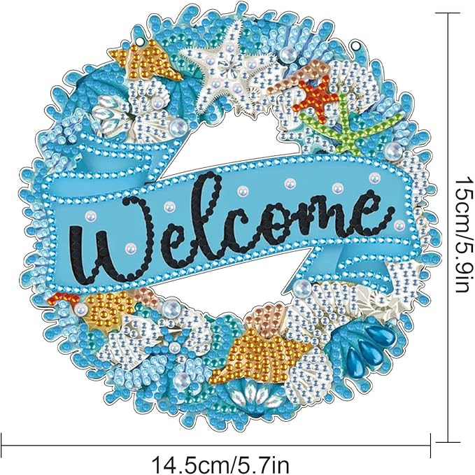 MVVMTOP 5.7x5.9inch Diamond Painting Kits Ocean Hanging Pendant DIY Marine Organism Wreath Ornaments Shaped Diamond, HGJ081