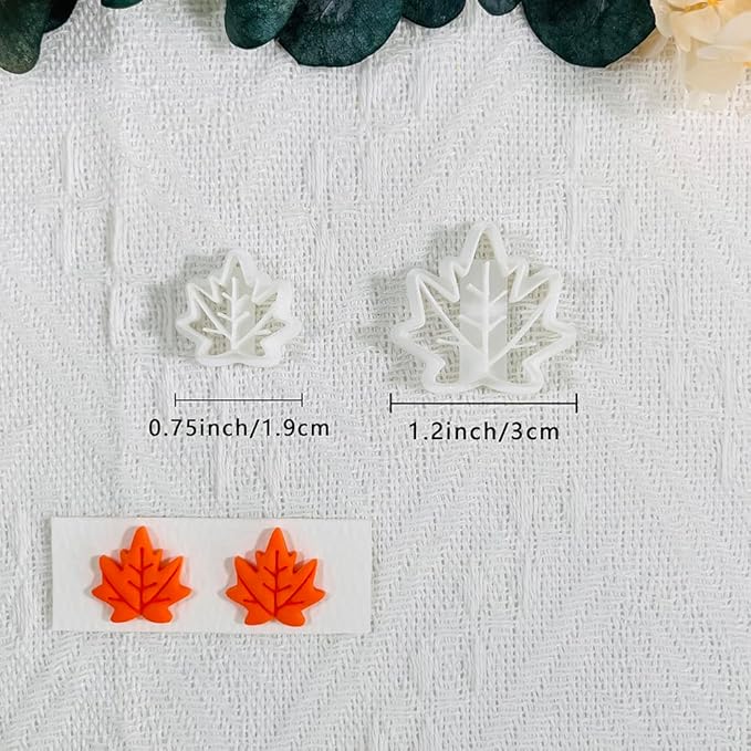 Xaekicr Polymer Clay Cutters Maple Leaf Set – 2PCS Fall Leaf Clay Earring Cutters for Polymer Clay Jewelry, Autumn Theme Clay Tools and Cutters for Earrings, Crafts and Seasonal DIY