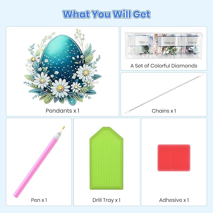 MOGTAA Easter Egg Diamond Art Hanging Kits for Adults Beginners, Flowers Landscape Diamond Art Suncatchers, 5D Special Shape Diamond Painting Window Pendant Kit for Home Garden Wall Decor