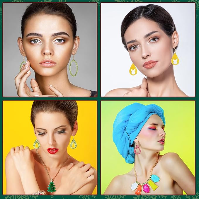 Patelai 4 Pcs Resin Earring Molds Irregular Shaped Earrings Silicone Mold for Epoxy Resin Dangle Drop Jewelry Making Kit for Women DIY Crafts Necklace Pendants Keychain(Snowflake Oval)