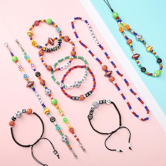 ZenQuirk Bracelet Making Kit with Pony Beads, Letter Bead, Number Beads & Sports Bead (Style A)