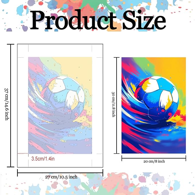Basketball and Soccer 6 Pack Paint by Numbers for Adults Beginner Balls Oil Painting Kits on Canvas with Brushes and Acrylic Painting DIY Sports Lovers Crafts Home Wall Decor 8x11.8 Inch (Frameless)