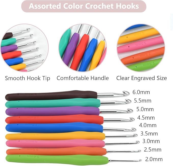 BJSSBJH Crochet Tools and Supplies Set, 57-Piece Crochet Hook Kit with Yarn and Accessories, Portable Craft Tool Kit for Adult Beginners and Experienced Crafters(A Style)