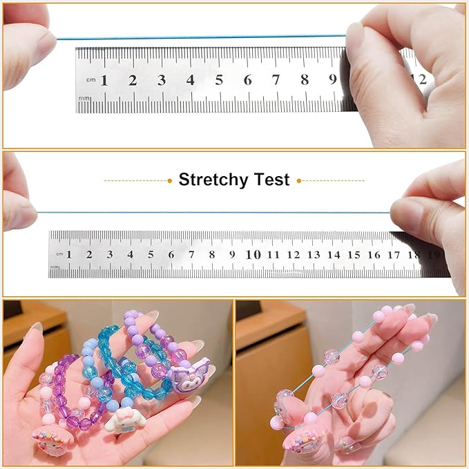 Stretchy Bracelet String Kit(4 Rolls Mixed), 1.0mm Elastic Cord for Beading, Tensile String for Crafts, DIY Friendship Bracelet String for Bracelets, Necklace, Jewelry Making, Crafts and Sewing