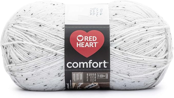 Red Heart Comfort White/Black Yarn - 1 Pack of 12oz/454g - Acrylic - 4 Medium (Worsted) - 867 Yards - Knitting/Crochet