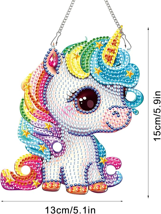 MVVMTOP Diamond Painting Kits Hanging Pendant,Unicorn Diamond Art Hanging Sign DIY Special Shaped Crystal Wreath Ornaments for Home Decor Gift, HGJ041